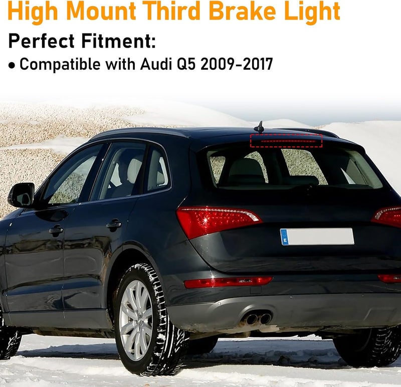 Abodvu Center Brake Light Assembly Compatible with Audi Q5 2009-2017,SQ5 2014-2017 LED Third Brake Light,Center High Mount Stop Lamp Replacement for 8R0945097 8R0945097A(1PC) - Image 2